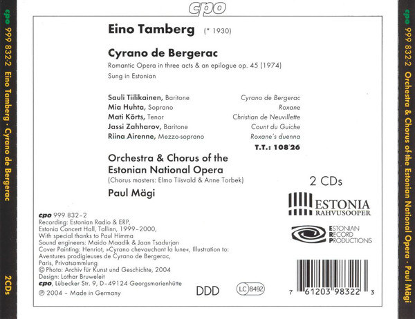 Eino Tamberg / Tiilikainen* • Huhta* • Kõrts* • Zahharov* • Airenne* • Orchestra Of The Estonian National Opera* • Chorus Of The Estonian National Opera,* • Paul Mägi - Cyrano De Bergerac (2xCD, Album) (Mint (M)) - Image 2