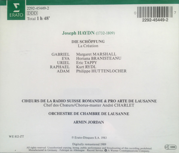 Haydn*, Armin Jordan - Die Schöpfung=La Creation (2xCD, Album, RM) (Mint (M)) - Image 2