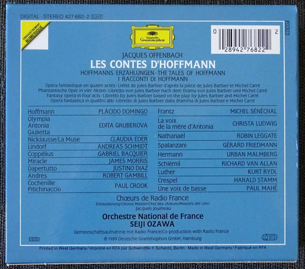 Jacques Offenbach - Placido Domingo, Edita Gruberova, Claudia Eder, Gabriel Bacquier, Justino Diaz, James Morris (5), Chœur de Radio France · Orchestre National De France · Seiji Ozawa-1