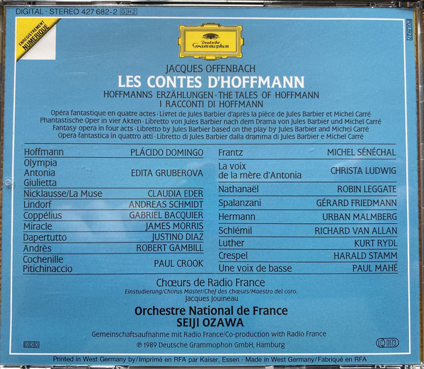 Jacques Offenbach - Placido Domingo, Edita Gruberova, Claudia Eder, Gabriel Bacquier, Justino Diaz, James Morris (5), Chœur de Radio France · Orchestre National De France · Seiji Ozawa-2