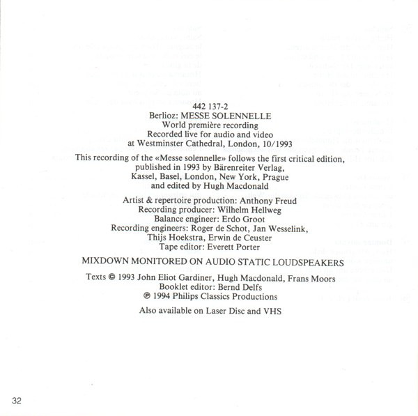 Hector Berlioz - Donna Brown, Jean-Luc Viala, Gilles Cachemaille, The Monteverdi Choir, Orchestre Révolutionnaire Et Romantique, John Eliot Gardiner-4