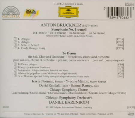 Anton Bruckner / Jessye Norman, Yvonne Minton, David Rendall, Samuel Ramey, Chicago Symphony Orchestra & Chicago Symphony Chorus, Daniel Barenboim-1
