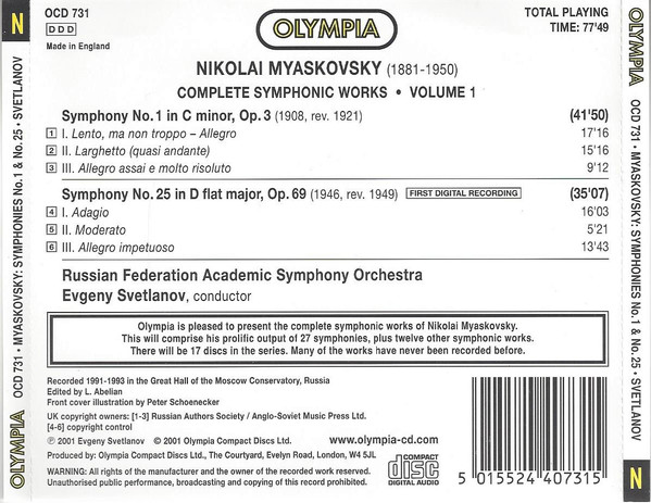 Nikolai Myaskovsky – Russian State Symphony Orchestra, Evgeni Svetlanov-2