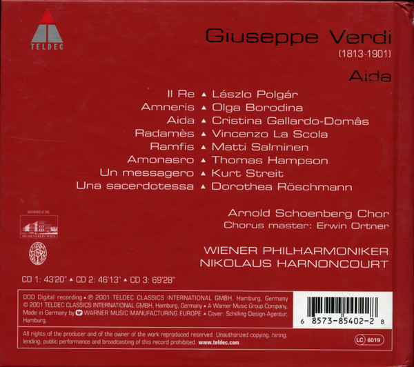 Giuseppe Verdi, Wiener Philharmoniker, Nikolaus Harnoncourt, Cristina Gallardo-Domâs, Vincenzo La Scola, Olga Borodina, Thomas Hampson, Matti Salminen (2), László Polgár-1