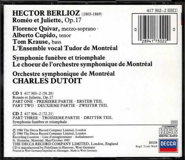 Hector Berlioz, Florence Quivar, Tom Krause, Orchestre Symphonique De Montréal, Charles Dutoit-3