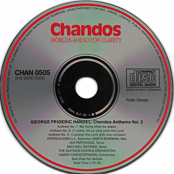 Georg Friedrich Händel - Patrizia Kwella, James Bowman (2), Ian Partridge, Michael George (3), The Sixteen, Harry Christophers-2