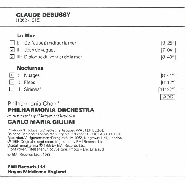 Claude Debussy - Carlo Maria Giulini, Philharmonia Orchestra, Philharmonia Chorus-4