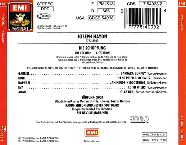 Joseph Haydn, Barbara Bonney, Edith Wiens, Olaf Bär, Hans Peter Blochwitz, Jan-Hendrik Rootering, Südfunk-Chor Stuttgart, Radio-Sinfonieorchester Stuttgart, Sir Neville Marriner-3