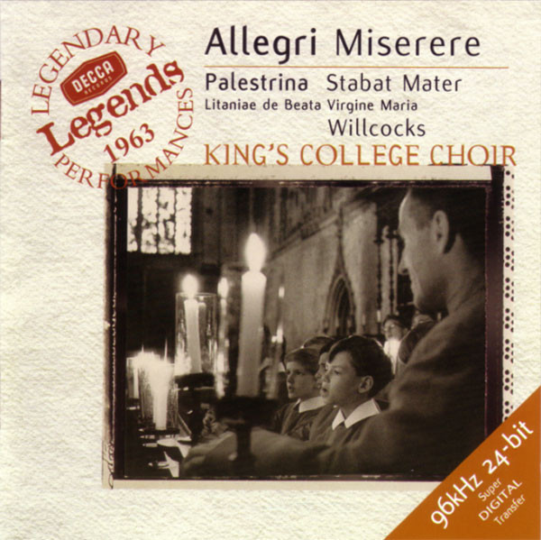 Gregorio Allegri / Giovanni Pierluigi da Palestrina – The King’s College Choir Of Cambridge, David Willcocks – Miserere / Stabat Mater; Litaniae De Beata Virgine Maria (CD) (Mint (M)) Gregorio Allegri / Giovanni Pierluigi da Palestrina – The King’s College Choir Of Cambridge, David Willcocks – Miserere / Stabat Mater; Litaniae De Beata Virgine Maria (CD) (Mint (M))