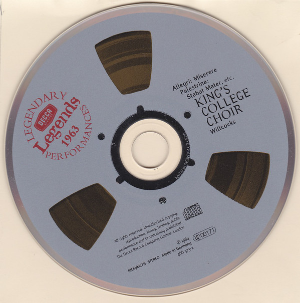 Gregorio Allegri / Giovanni Pierluigi da Palestrina – The King's College Choir Of Cambridge, David Willcocks-2