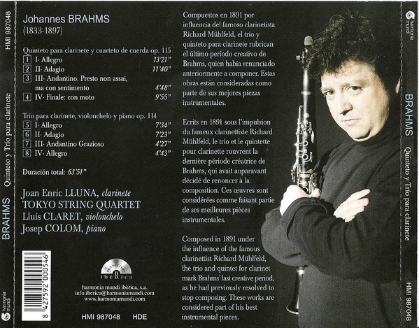 Johannes Brahms / Joan Enric Lluna, Tokyo String Quartet, Lluís Claret, Josep Colom-1