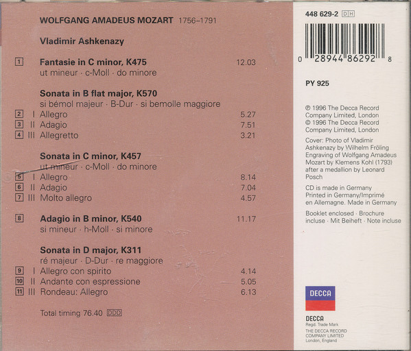 Wolfgang Amadeus Mozart, Vladimir Ashkenazy-2