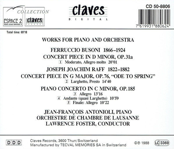 Ferruccio Busoni, Joseph Joachim Raff, Jean-François Antonioli, Orchestre De Chambre De Lausanne, Lawrence Foster-1