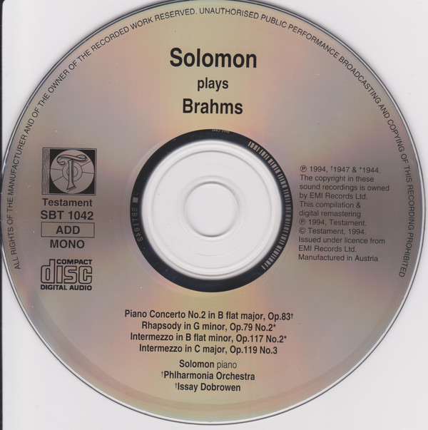 Johannes Brahms - Solomon (6), Philharmonia Orchestra, Issay Dobrowen-2