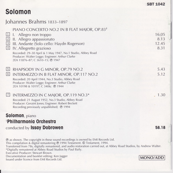 Johannes Brahms - Solomon (6), Philharmonia Orchestra, Issay Dobrowen-3