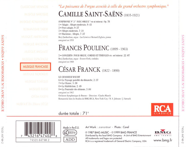 Camille Saint-Saëns, Francis Poulenc - Charles Munch, Boston Symphony Orchestra-1