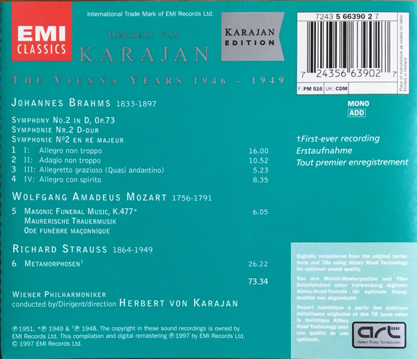 Herbert von Karajan, Johannes Brahms, Wolfgang Amadeus Mozart, Richard Strauss, Wiener Philharmoniker-3