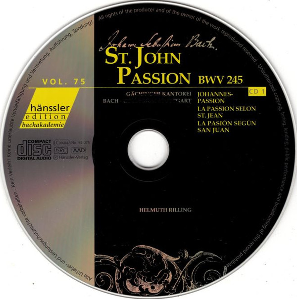 Johann Sebastian Bach, Michael Schade, Matthias Goerne, Juliane Banse, James Taylor (5), Gächinger Kantorei Stuttgart, Bachcollegium Stuttgart, Helmuth Rilling-2