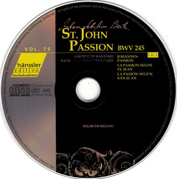 Johann Sebastian Bach, Michael Schade, Matthias Goerne, Juliane Banse, James Taylor (5), Gächinger Kantorei Stuttgart, Bachcollegium Stuttgart, Helmuth Rilling-3