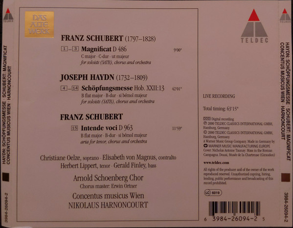Joseph Haydn, Franz Schubert, Christiane Oelze, Elisabeth Von Magnus, Herbert Lippert, Gerald Finley, Concentus Musicus Wien, Arnold Schoenberg Chor, Nikolaus Harnoncourt-2