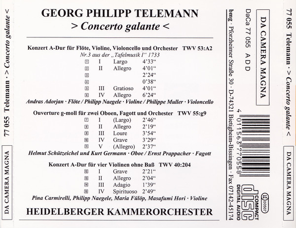 Georg Philipp Telemann, Heidelberger Kammerorchester-1
