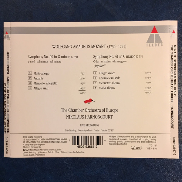 Wolfgang Amadeus Mozart, The Chamber Orchestra Of Europe, Nikolaus Harnoncourt-1