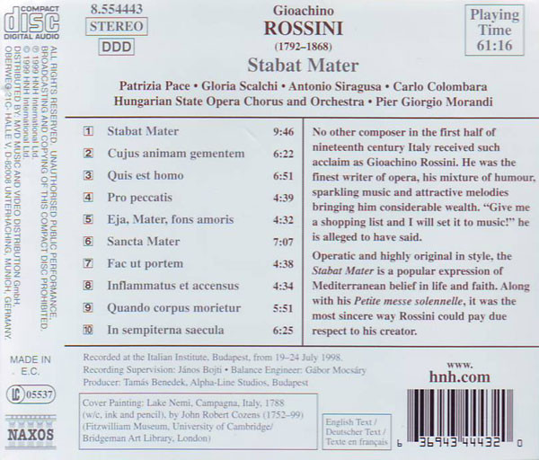 Gioacchino Rossini - Patrizia Pace, Gloria Scalchi, Antonino Siragusa, Carlo Colombara, Hungarian State Opera Choir & Hungarian State Opera Orchestra, Pier Giorgio Morandi-1