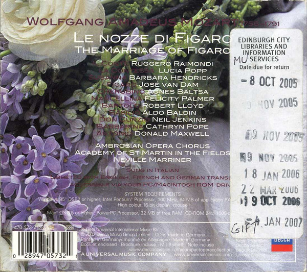 Wolfgang Amadeus Mozart, José van Dam, Barbara Hendricks, Ruggero Raimondi, Lucia Popp, Sir Neville Marriner-3