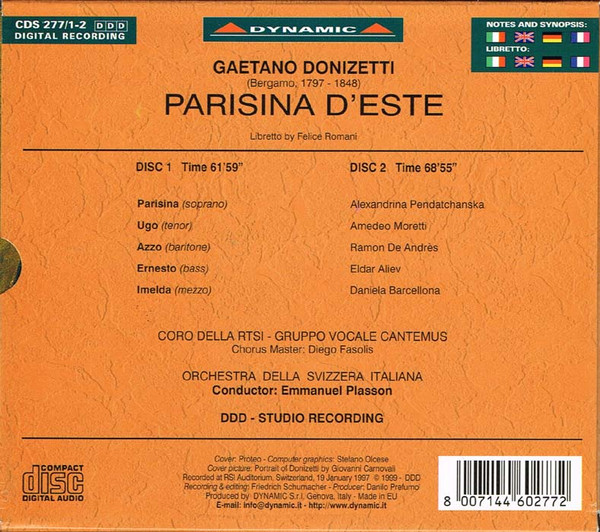 Gaetano Donizetti, Alexandrina Pendatchanska, Ramon De Andrès, Amedeo Moretti, Eldar Aliev, Daniela Barcellona, Orchestra Della Radio Televisione Della Svizzera Italiana, Emmanuel Plasson-1