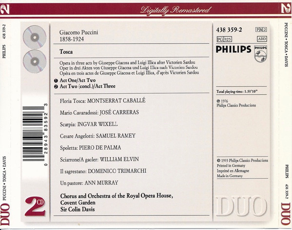 Giacomo Puccini - Montserrat Caballé, José Carreras, Ingvar Wixell - Orchestra Of The Royal Opera House, Covent Garden - Sir Colin Davis-1