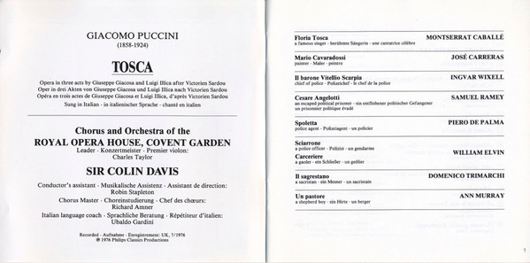 Giacomo Puccini - Montserrat Caballé, José Carreras, Ingvar Wixell - Orchestra Of The Royal Opera House, Covent Garden - Sir Colin Davis-4