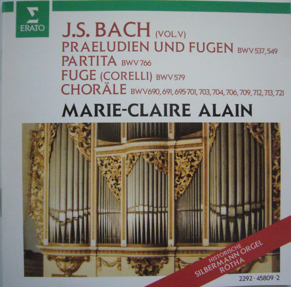 Johann Sebastian Bach, Marie-Claire Alain – Orgelwerke (Vol. V) BWV 549, 537, 696-701, 703-704, 579, 713, 712697 (CD) (Mint (M)) Johann Sebastian Bach, Marie-Claire Alain – Orgelwerke (Vol. V) BWV 549, 537, 696-701, 703-704, 579, 713, 712697 (CD) (Mint (M))