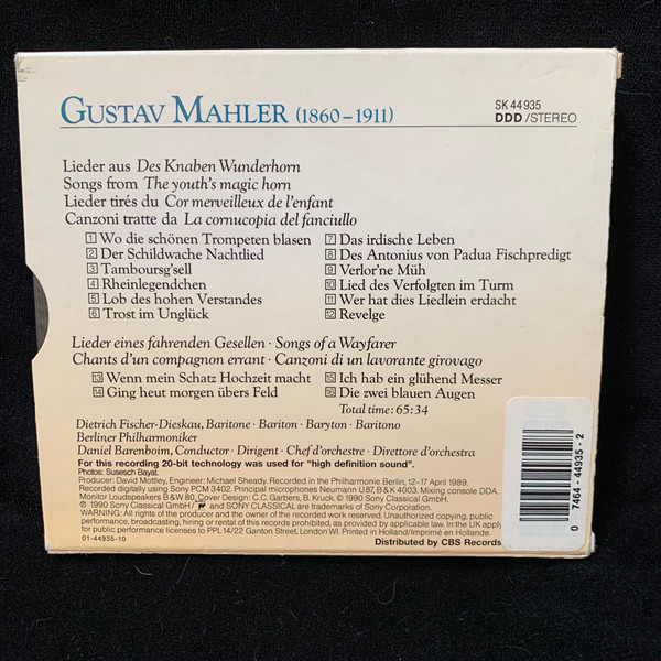 Gustav Mahler / Dietrich Fischer-Dieskau, Daniel Barenboim, Berliner Philharmoniker-1