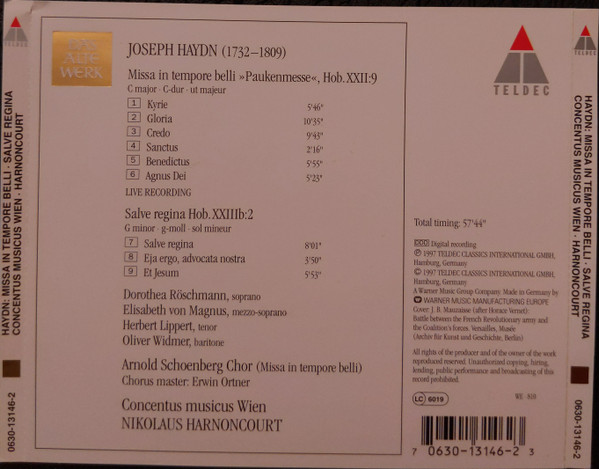 Joseph Haydn - Dorothea Röschmann, Elisabeth Von Magnus, Herbert Lippert, Oliver Widmer, Arnold Schoenberg Chor, Concentus Musicus Wien, Nikolaus Harnoncourt-1