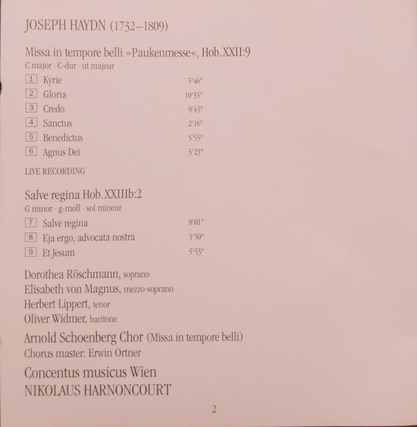 Joseph Haydn - Dorothea Röschmann, Elisabeth Von Magnus, Herbert Lippert, Oliver Widmer, Arnold Schoenberg Chor, Concentus Musicus Wien, Nikolaus Harnoncourt-3