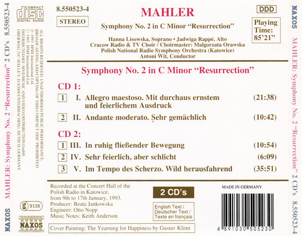 Gustav Mahler — Wielka Orkiestra Symfoniczna Polskiego Radia I Telewizji, Antoni Wit-1