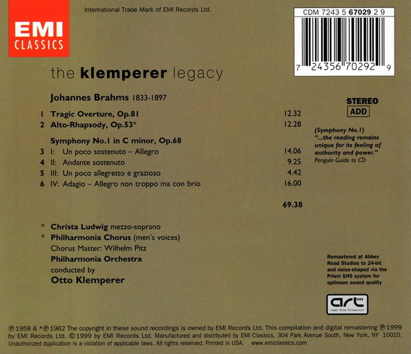 Johannes Brahms, Otto Klemperer, Philharmonia Orchestra-1
