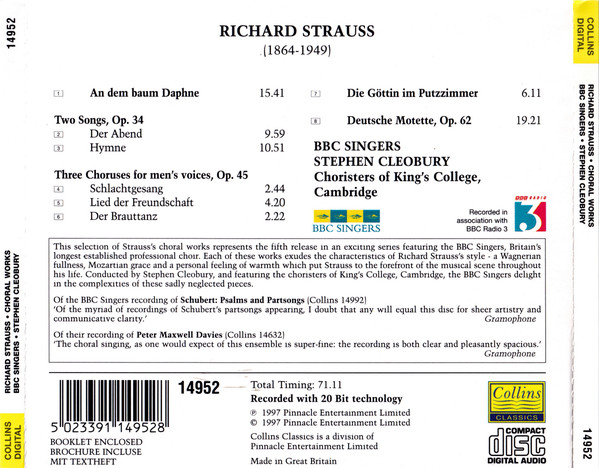Richard Strauss, BBC Singers, The Choristers Of King's College, Stephen Cleobury-1