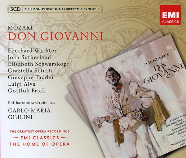 Wolfgang Amadeus Mozart – Eberhard Wächter, Joan Sutherland, Elisabeth Schwarzkopf, Graziella Sciutti, Giuseppe Taddei, Luigi Alva, Gottlob Frick, Philharmonia Orchestra, Carlo Maria Giulini – Don Giovanni (3xCD) (Mint (M)) Wolfgang Amadeus Mozart – Eberhard Wächter, Joan Sutherland, Elisabeth Schwarzkopf, Graziella Sciutti, Giuseppe Taddei, Luigi Alva, Gottlob Frick, Philharmonia Orchestra, Carlo Maria Giulini – Don Giovanni (3xCD) (Mint (M))