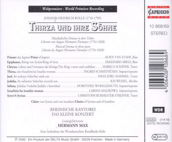 Johann Heinrich Rolle - Rheinische Kantorei, Das Kleine Konzert, Hermann Max-1