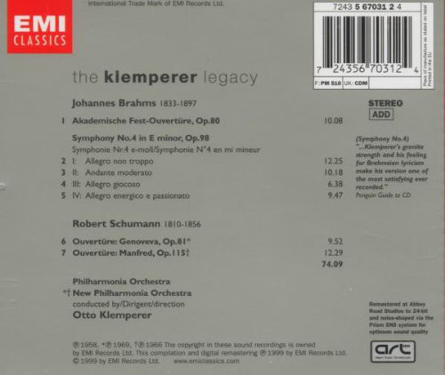 Johannes Brahms, Robert Schumann, Otto Klemperer-1