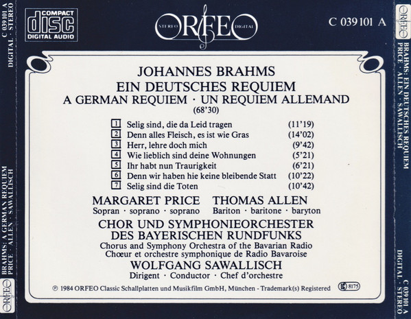 Johannes Brahms - Margaret Price ∙ Thomas Allen ∙ Chor Des Bayerischen Rundfunks, Symphonie-Orchester Des Bayerischen Rundfunks ∙ Wolfgang Sawallisch-1