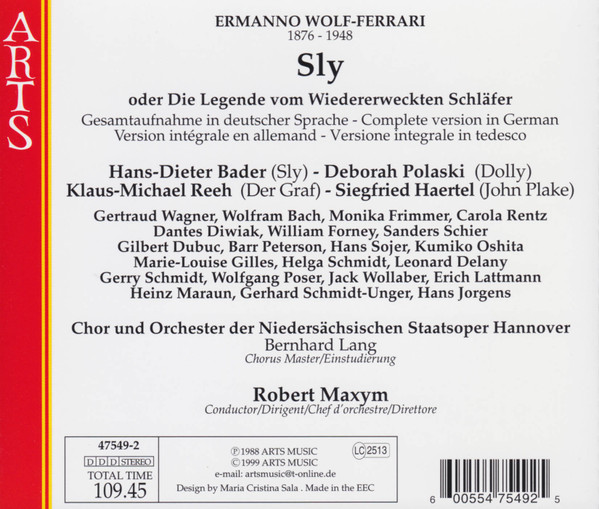Ermanno Wolf-Ferrari - Hans-Dieter Bader • Deborah Polaski • Klaus-Michael Reeh • Siegfried Haertel • Chor Der Niedersächsischen Staatsoper Hannover Und Orchester Der Niedersächsischen Staatsoper Hannover • Robert Maxym-1