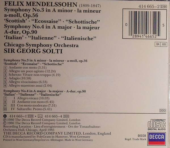 Felix Mendelssohn-Bartholdy – Chicago Symphony Orchestra, Georg Solti-1