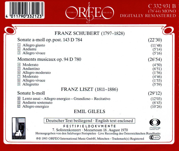 Franz Schubert / Franz Liszt, Emil Gilels-1