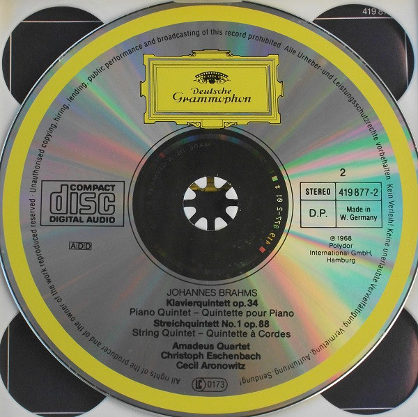 Johannes Brahms, Amadeus-Quartett, Cecil Aronowitz, William Pleeth, Christoph Eschenbach, Karl Leister-4