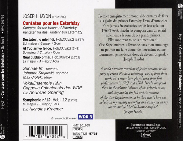 Joseph Haydn - Sunhae Im • Johanna Stojkovic • Max Ciolek • VokalEnsemble Köln • Cappella Coloniensis • Andreas Spering-1