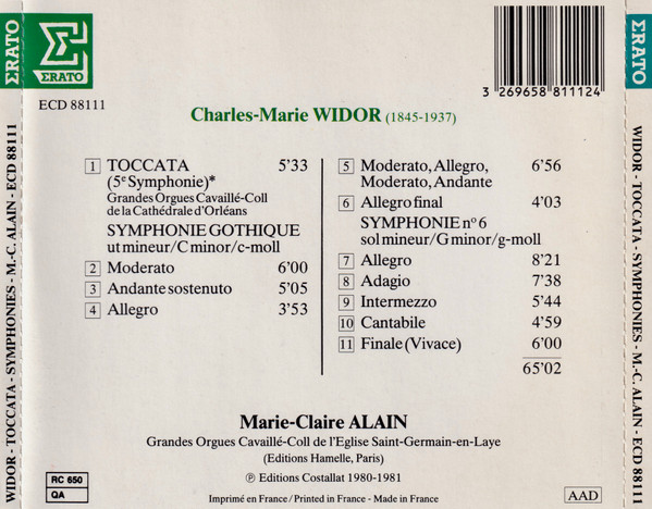 Charles-Marie Widor, Marie-Claire Alain-1
