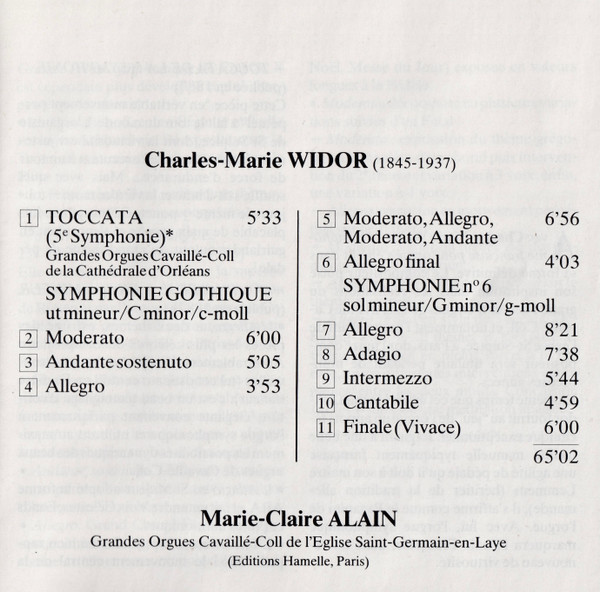 Charles-Marie Widor, Marie-Claire Alain-4