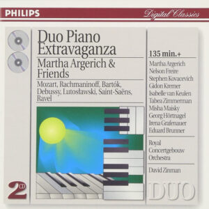 Wolfgang Amadeus Mozart / Sergei Rachmaninoff / Béla Bartók / Claude Debussy / Witold Lutoslawski / Camille Saint-Saëns / Maurice Ravel / Martha Argerich, Nelson Freire, Stephen Bishop-Kovacevich, Gidon Kremer, Isabelle Van Keulen, Tabea Zimmermann, Misch – Duo Piano Extravaganza (Martha Argerich & Friends) (2xCD) (Mint (M)) Wolfgang Amadeus Mozart / Sergei Rachmaninoff / Béla Bartók / Claude Debussy / Witold Lutoslawski / Camille Saint-Saëns / Maurice Ravel / Martha Argerich, Nelson Freire, Stephen Bishop-Kovacevich, Gidon Kremer, Isabelle Van Keulen, Tabea Zimmermann, Misch – Duo Piano Extravaganza (Martha Argerich & Friends) (2xCD) (Mint (M))